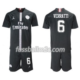 Fußballtrikots Paris Saint-Germain Verratti 6 Jodan Schwarz Kinder Ausweich Trikotsatz 2018-2019